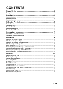 Bedienungsanleitung Optoma EH501 Projektor