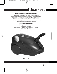 Mode d’emploi Clatronic BS 1226 Aspirateur