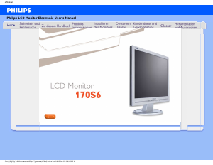 Bedienungsanleitung Philips 170S6FB LCD monitor