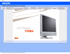 Bedienungsanleitung Philips 190B6CS LCD monitor