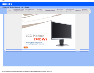 Instrukcja Philips 190BW9CS Monitor LCD