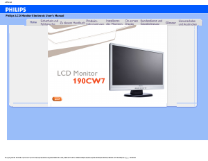 Bedienungsanleitung Philips 190CW7CS LCD monitor