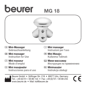 Manual de uso Beurer MG 18 Masajeador