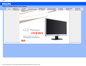 Bruksanvisning Philips 190SW9FS LCD skärm