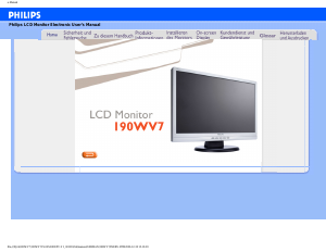 Bedienungsanleitung Philips 190WV7CS LCD monitor
