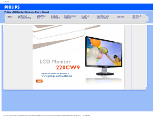 Handleiding Philips 220CW9FB LCD monitor