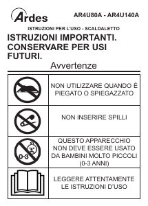 Manuale Ardes AR4U140A Coprimaterasso elettrico