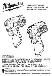 Manual de uso Milwaukee 2552-20 Llave de impacto