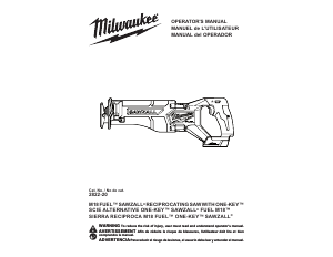 Manual Milwaukee 2822-20 Reciprocating Saw