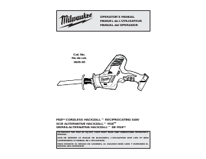 Manual de uso Milwaukee 2625-20 Sierra de sable