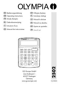 Manual Olympia 2502 Calculator