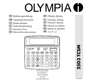 Mode d’emploi Olympia 2503 TCSM Calculatrice