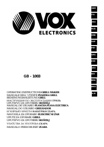 Manuale Vox GB1003 Griglia da tavolo