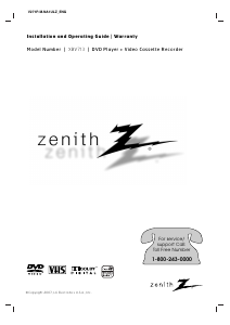 Manual Zenith XBV713 DVD-Video Combination