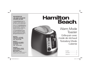 Manual de uso Hamilton Beach 22810 Tostador