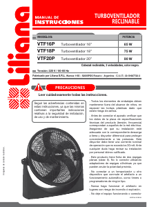 Manual de uso Liliana VTF16P Ventilador