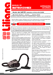 Manual de uso Liliana LA110 Aspirador
