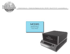 Manual McIntosh MCD85 CD Player