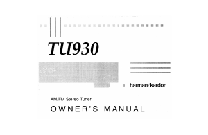 Handleiding Harman Kardon TU 930 Tuner
