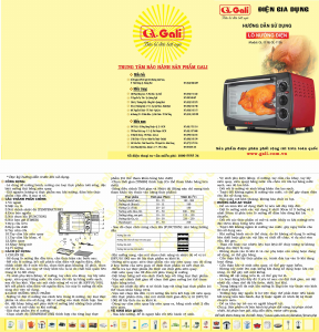 Hướng dẫn sử dụng Gali GL-1126 Lò nướng