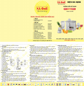 Hướng dẫn sử dụng Gali GL-8001 Máy chế biến thực phẩm