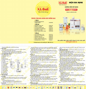 Hướng dẫn sử dụng Gali GL-8003 Máy chế biến thực phẩm