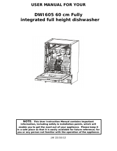 Manual Baumatic DWI605 Dishwasher