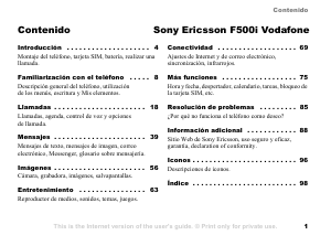 Manual de uso Sony Ericsson F500i (Vodafone) Teléfono móvil