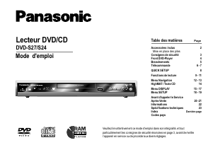 Mode d’emploi Panasonic DVD-S24EG Lecteur DVD