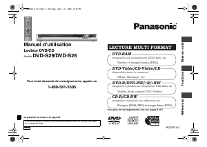 Mode d’emploi Panasonic DVD-S26 Lecteur DVD
