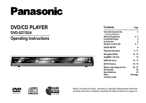 Manual Panasonic DVD-S27EG DVD Player