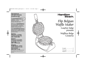 Manual Hamilton Beach 26030 Belgian Style Waffle Maker