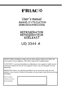 Manual Friac UD3344A Fridge-Freezer