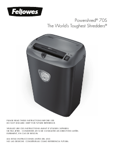 Manual Fellowes 70S Powershred Paper Shredder