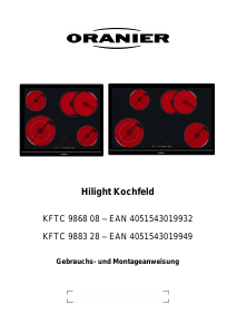 Bedienungsanleitung Oranier KFTC 9868 SL Kochfeld