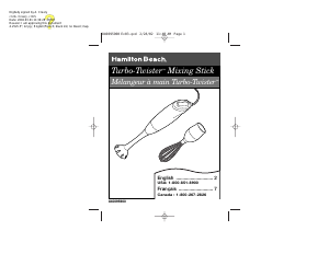 Manual Hamilton Beach 59770 Turbo-Twister Hand Blender