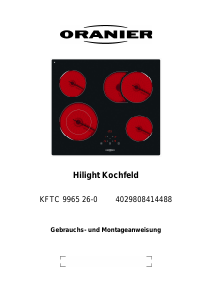 Bedienungsanleitung Oranier KFTC 9965 TC Kochfeld