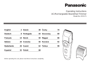 Instrukcja Panasonic ER-2171 Strzyżarka do włosów