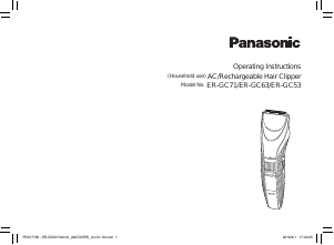 Kullanım kılavuzu Panasonic ER-GC71 Saç kesme makinesi