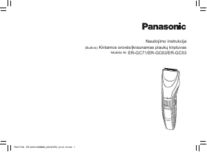 Vadovas Panasonic ER-GC71 Plaukų kirpimo mašinėlė