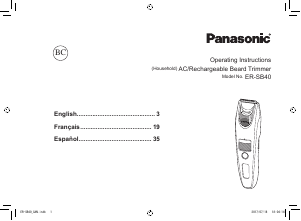 Mode d’emploi Panasonic ER-SB40 Tondeuse