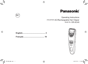 Mode d’emploi Panasonic ER-SC40 Tondeuse