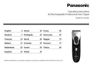 Kullanım kılavuzu Panasonic ER1611 Saç kesme makinesi