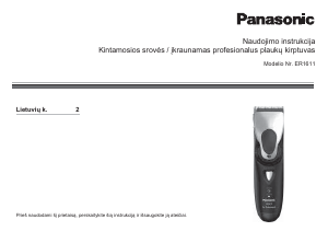Vadovas Panasonic ER1611 Plaukų kirpimo mašinėlė