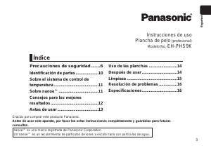 Manual de uso Panasonic EH-PHS9K Plancha de pelo
