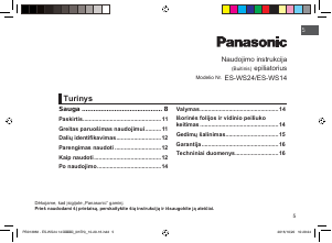 Vadovas Panasonic ES-WS14 Epiliatorius
