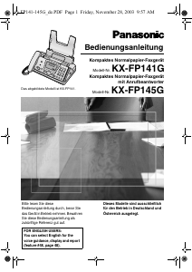 Bedienungsanleitung Panasonic KX-FP141G Faxmaschine
