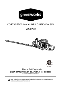 Manual de uso Greenworks 2200702 Tijeras cortasetos