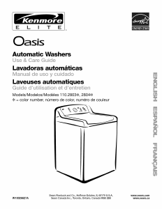 Manual Kenmore 110.28032701 Oasis Washing Machine