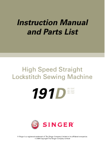 Manual Singer 191D-20 Industrial Sewing Machine
